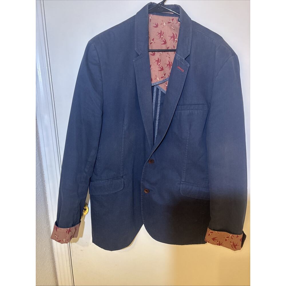 Ted Baker London Jacket Blazer Blue Navy Mens Size 7 Modern Style